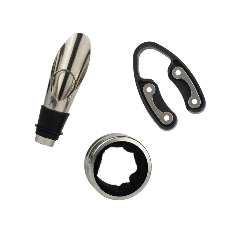 04 kit acessorios para garrafa de vinho 3 pecas aco inox